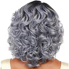 Short Curly Grey Hair Wigs for Cosplay and Party - Synthetic Hair
