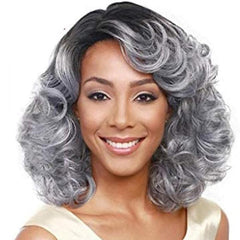 Short Curly Grey Hair Wigs for Cosplay and Party - Synthetic Hair