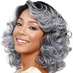 Short Curly Grey Hair Wigs for Cosplay and Party - Synthetic Hair