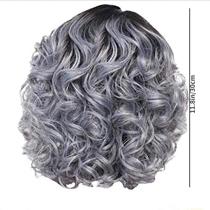 Short Curly Grey Hair Wigs for Cosplay and Party - Synthetic Hair