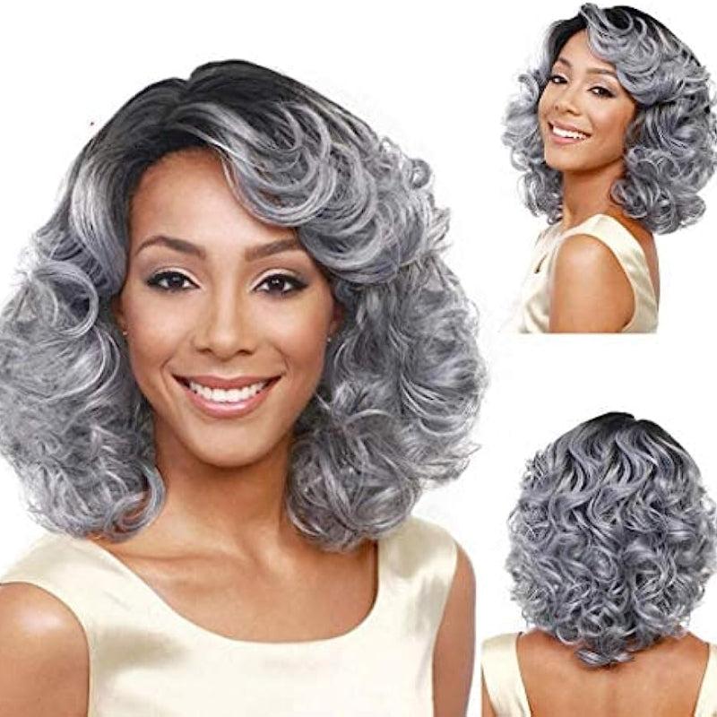 Short Curly Grey Hair Wigs for Cosplay and Party - Synthetic Hair