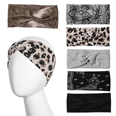 6 Pack Wide Boho Headbands For Women Soft Yoga Elastic Hair Bands