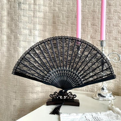 Lace Folding Fans Chinese Retro Style Wooden Props Wedding Gift Lolita Cosplay
