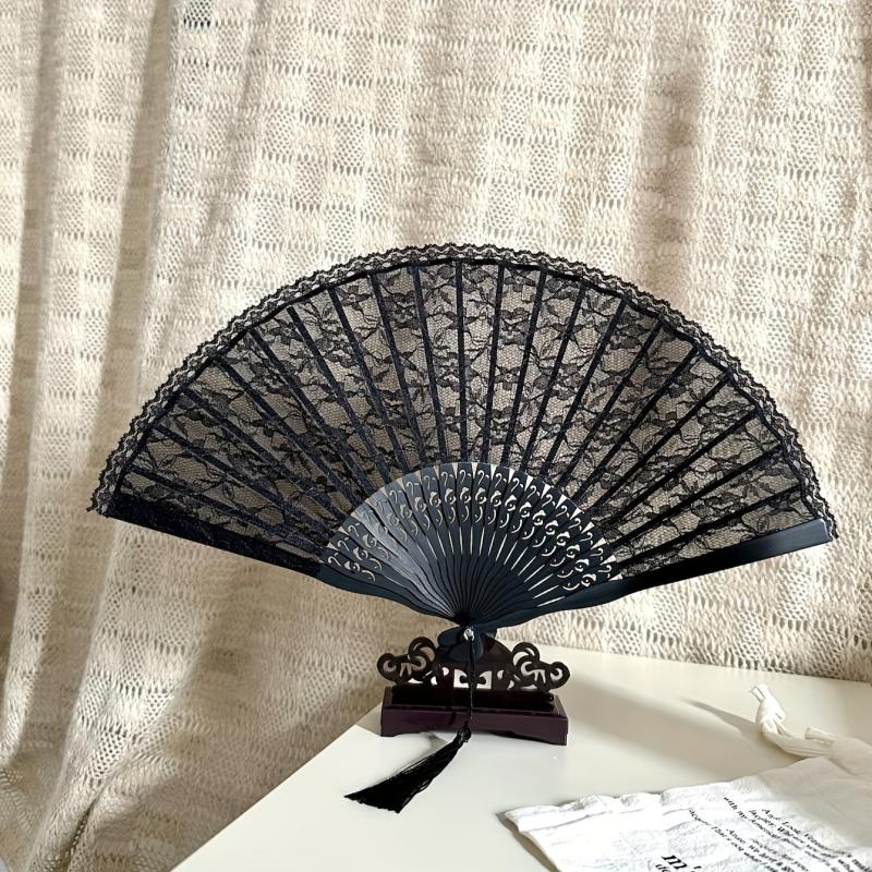 Lace Folding Fans Chinese Retro Style Wooden Props Wedding Gift Lolita Cosplay