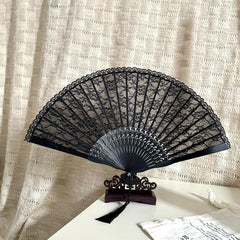 Lace Folding Fans Chinese Retro Style Wooden Props Wedding Gift Lolita Cosplay