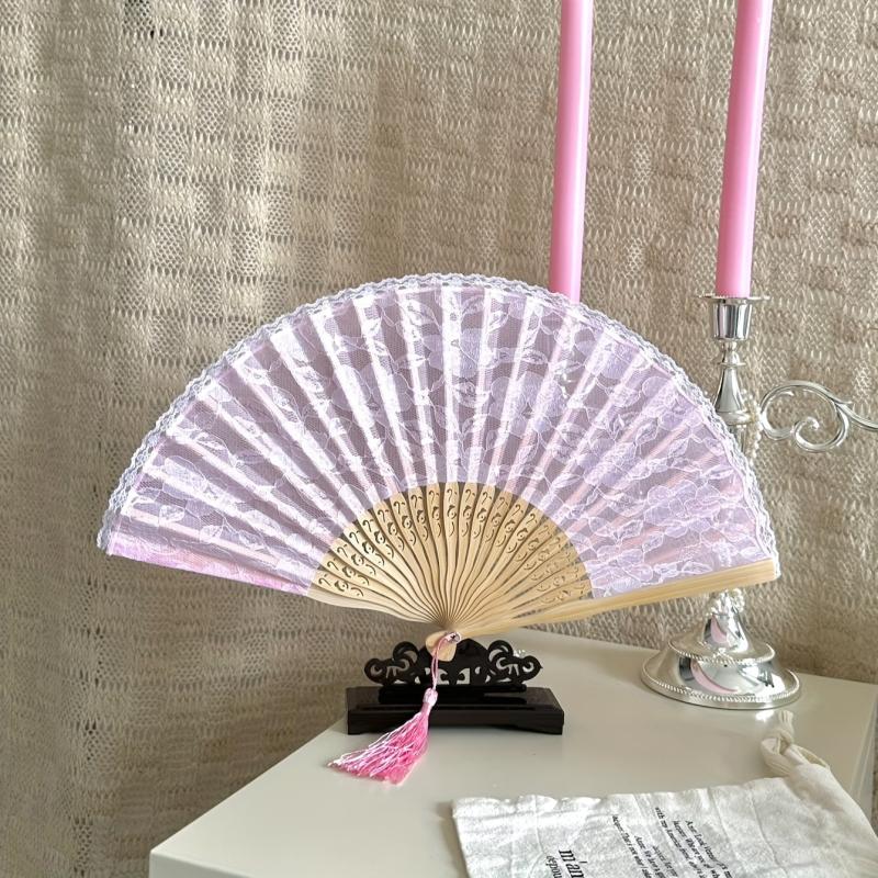 Lace Folding Fans Chinese Retro Style Wooden Props Wedding Gift Lolita Cosplay