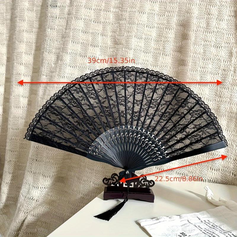 Lace Folding Fans Chinese Retro Style Wooden Props Wedding Gift Lolita Cosplay
