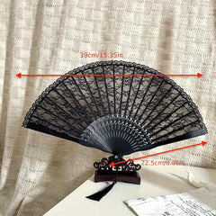 Lace Folding Fans Chinese Retro Style Wooden Props Wedding Gift Lolita Cosplay