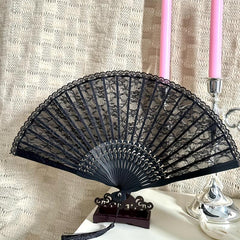 Lace Folding Fans Chinese Retro Style Wooden Props Wedding Gift Lolita Cosplay