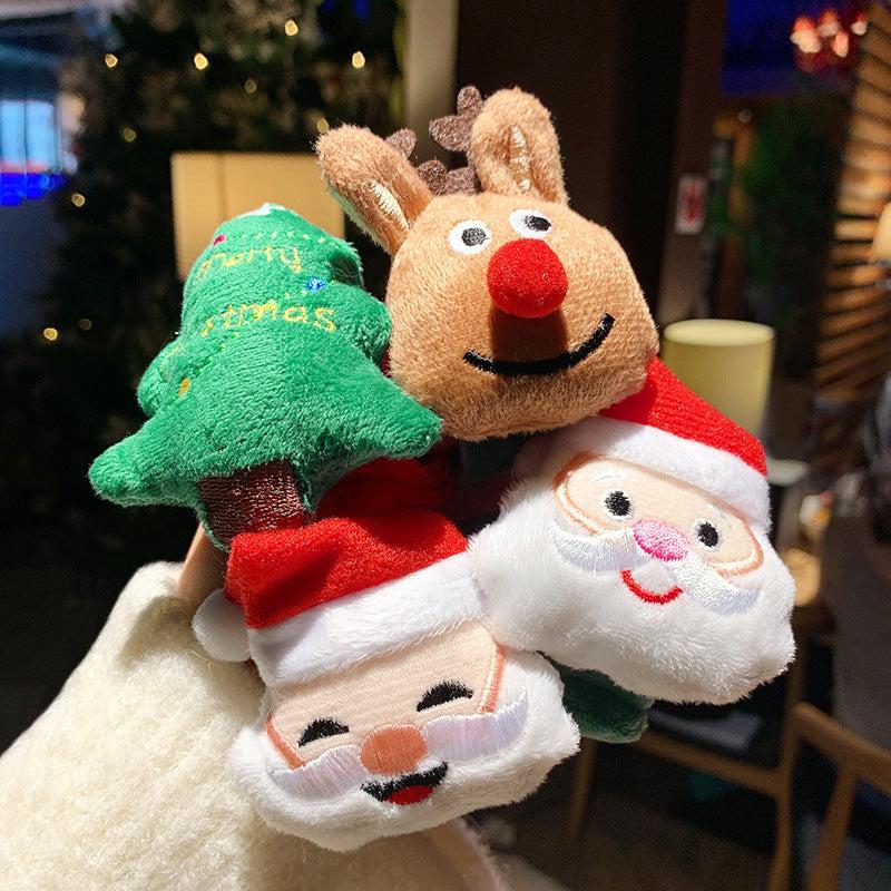 Christmas Plush Snap Ring Cartoon Doll Couple Bracelet Small Gift