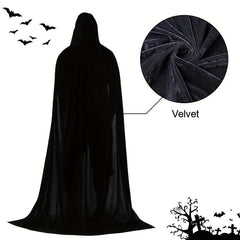 Halloween Velvet Hooded Cape Grim Reaper Witch Long Cape