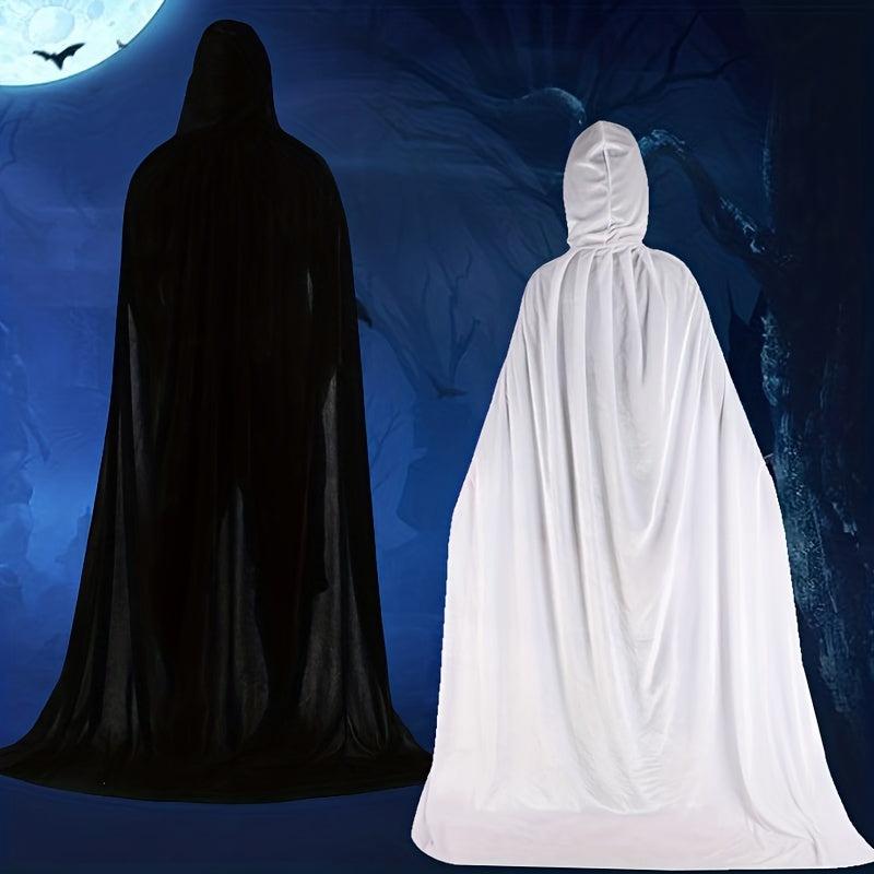 Halloween Velvet Hooded Cape Grim Reaper Witch Long Cape