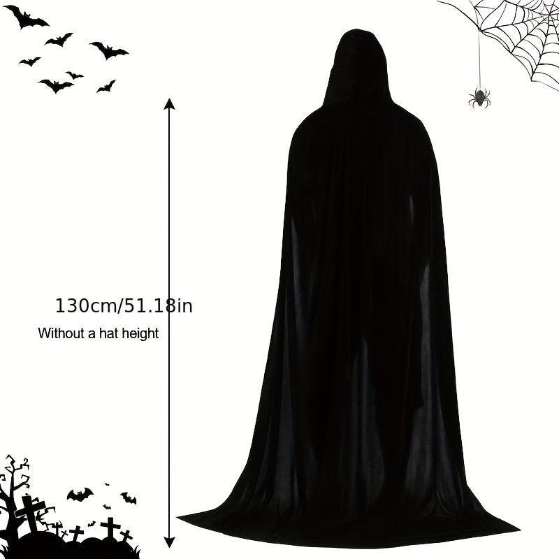 Halloween Velvet Hooded Cape Grim Reaper Witch Long Cape