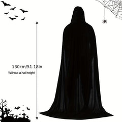 Halloween Velvet Hooded Cape Grim Reaper Witch Long Cape