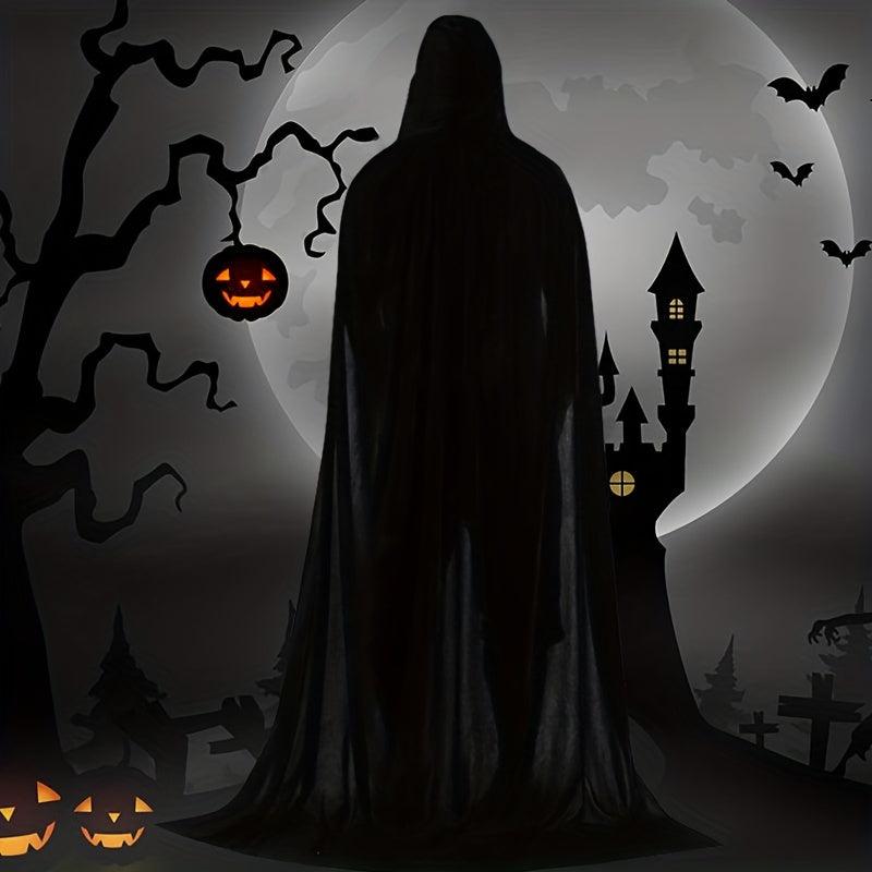 Halloween Velvet Hooded Cape Grim Reaper Witch Long Cape