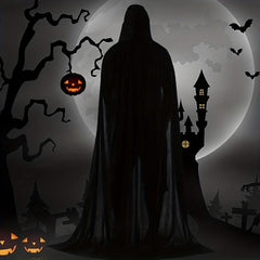 Halloween Velvet Hooded Cape Grim Reaper Witch Long Cape