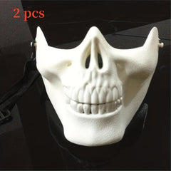 2pcs Punk Style Half Face Skull Mask Halloween Cosplay Costume Props