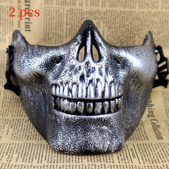 2pcs Punk Style Half Face Skull Mask Halloween Cosplay Costume Props