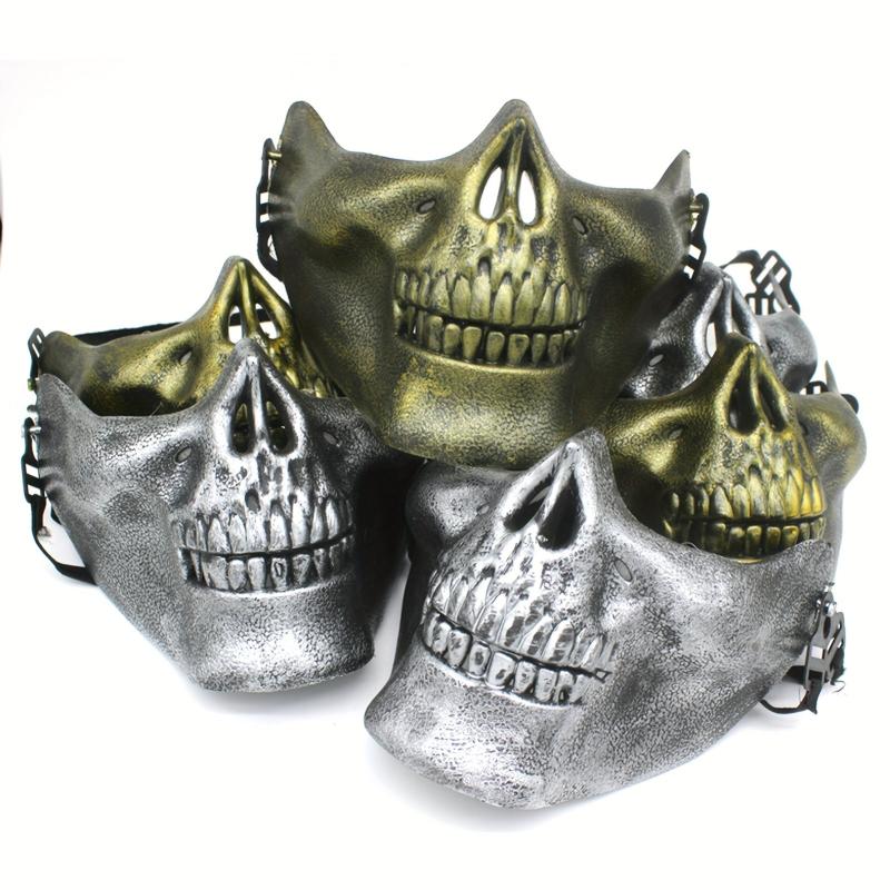 2pcs Punk Style Half Face Skull Mask Halloween Cosplay Costume Props