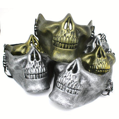 2pcs Punk Style Half Face Skull Mask Halloween Cosplay Costume Props