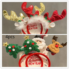 4pcs Christmas Style Headbands for Kids Holiday Party Decor
