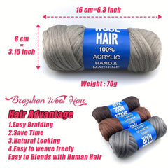 Synthetic Wool Hair Extension Twisted Faux Wrapped Jumbo Braiding Hair