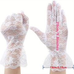 LOVARTS BEAUTY Ladies Lace Gloves Short Gloves for Wedding Dinner Parties