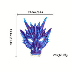 Men's Dragon Mask Ultra Light 3D Masquerade Mask PU Leather Prop