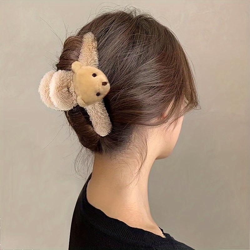 Plush Bear Hair Clip Furry Headwear Hair Accessories