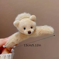 Plush Bear Hair Clip Furry Headwear Hair Accessories