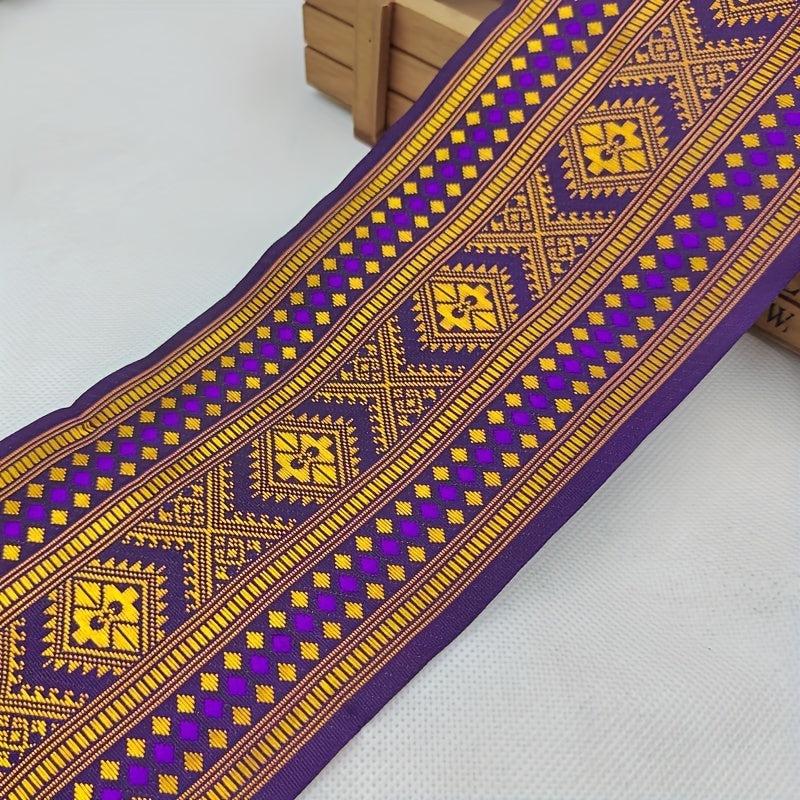 Geometric Pattern Embroidered Lace Trim 2 Yards for DIY Sewing Crafts Bags