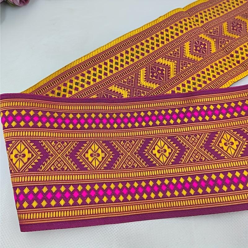Geometric Pattern Embroidered Lace Trim 2 Yards for DIY Sewing Crafts Bags
