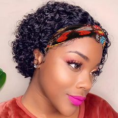 Short Curly Headband Wig For Women Curly Bob Headband Wigs Glueless Natural Wig