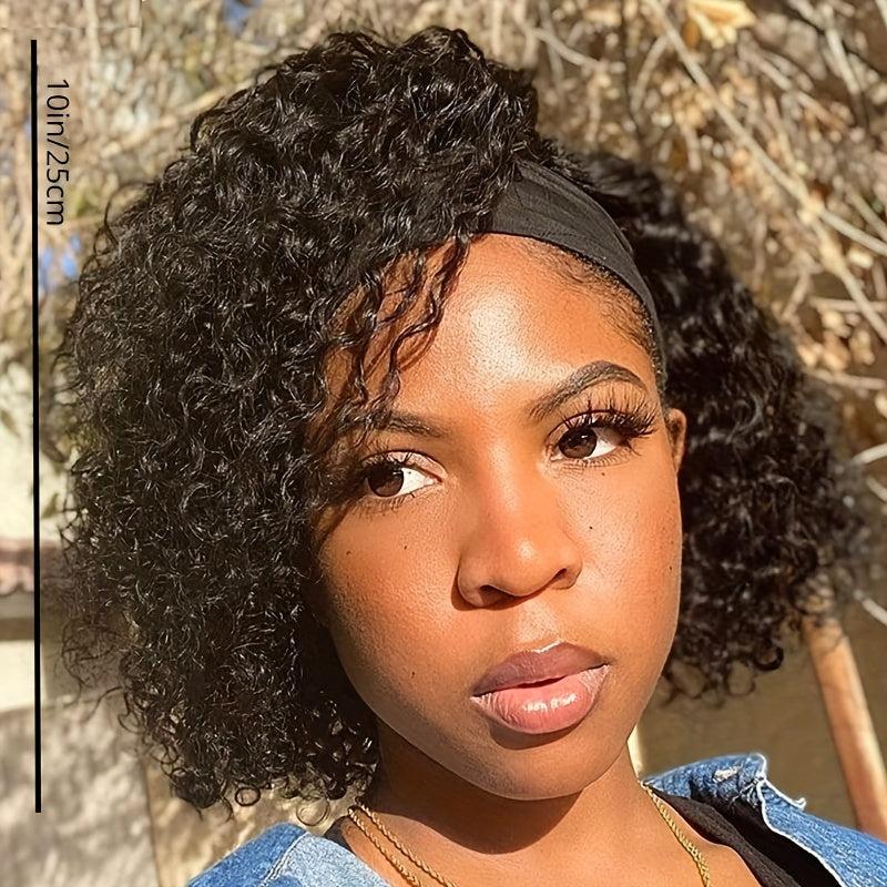 Short Curly Headband Wig For Women Curly Bob Headband Wigs Glueless Natural Wig