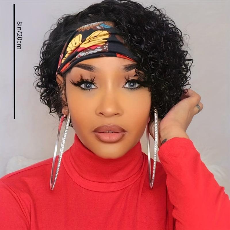 Short Curly Headband Wig For Women Curly Bob Headband Wigs Glueless Natural Wig