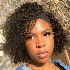 Short Curly Headband Wig For Women Curly Bob Headband Wigs Glueless Natural Wig
