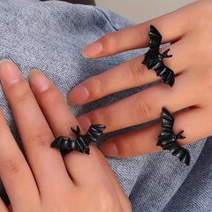 3Pcs Gothic Bat Adjustable Jewelry for Men and Women Halloween Decoration