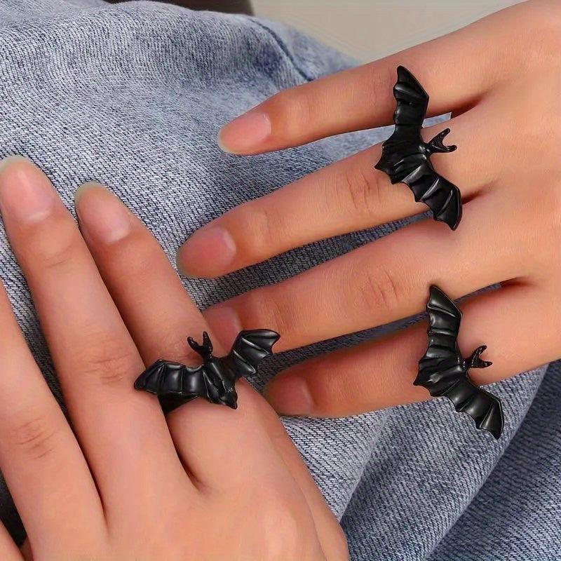 3Pcs Gothic Bat Adjustable Jewelry for Men and Women Halloween Decoration
