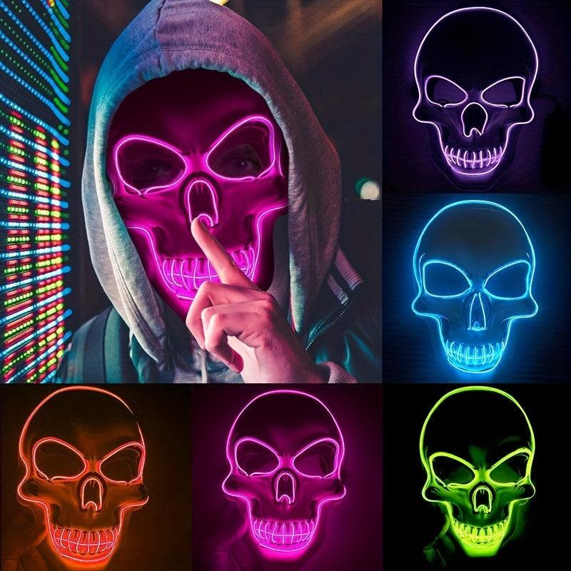 LED Light Up Scary Scream Mask Halloween Costume for Men Women Boys Girls