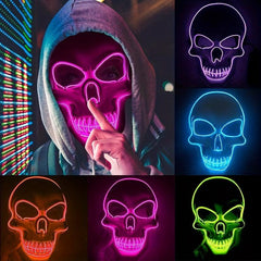 LED Light Up Scary Scream Mask Halloween Costume for Men Women Boys Girls