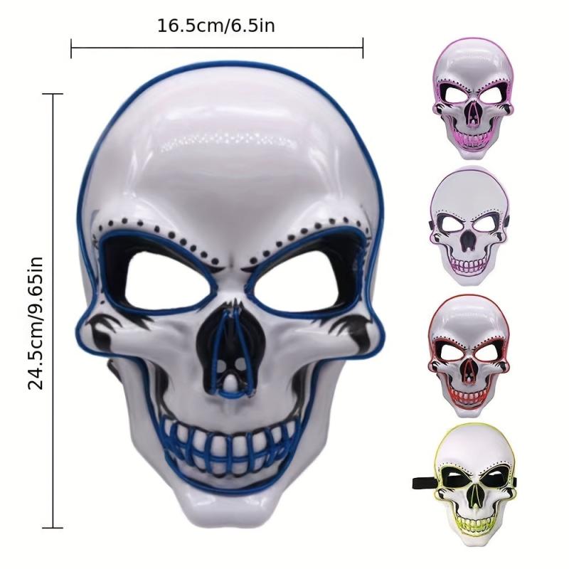 LED Light Up Scary Scream Mask Halloween Costume for Men Women Boys Girls