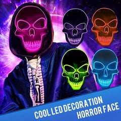 LED Light Up Scary Scream Mask Halloween Costume for Men Women Boys Girls