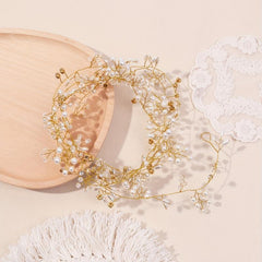 Bridal Headdress Faux Pearl Braided Hairband Wedding Dress Accessories