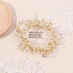Bridal Headdress Faux Pearl Braided Hairband Wedding Dress Accessories