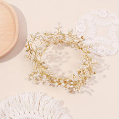 Bridal Headdress Faux Pearl Braided Hairband Wedding Dress Accessories