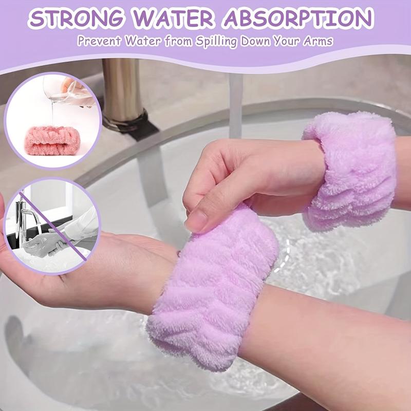 4pcs Face Washing Wristbands Wrist Towels Spa Waistband