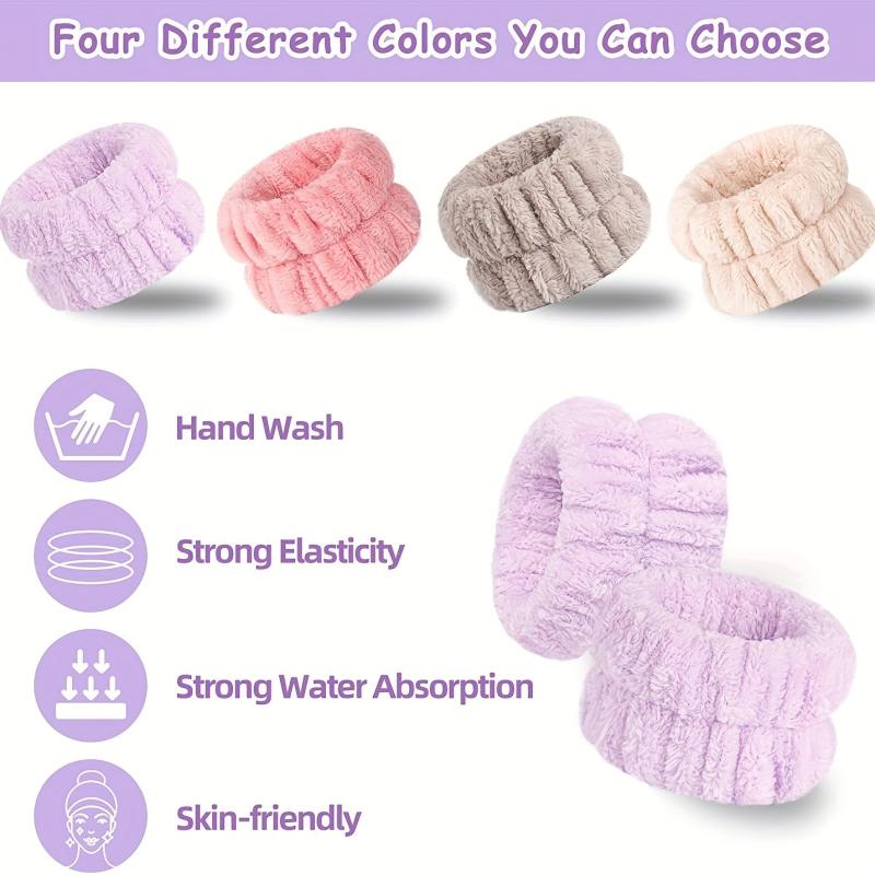 4pcs Face Washing Wristbands Wrist Towels Spa Waistband