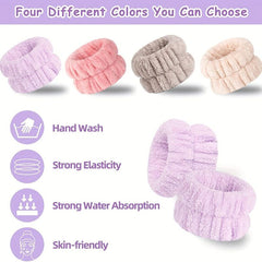 4pcs Face Washing Wristbands Wrist Towels Spa Waistband