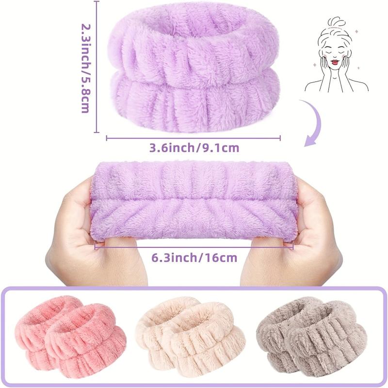 4pcs Face Washing Wristbands Wrist Towels Spa Waistband