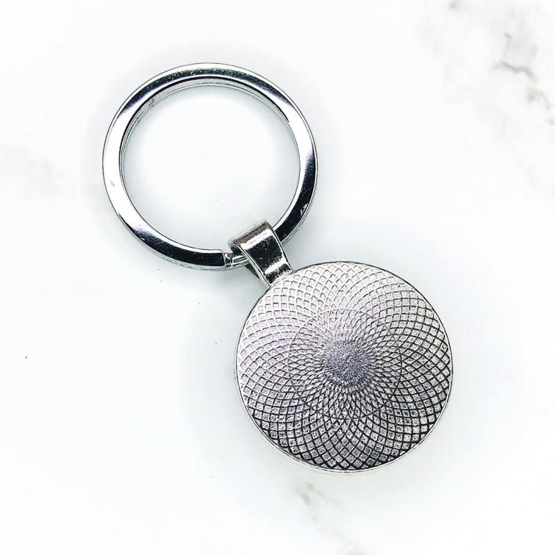 Glass Alphabet Keychain U W X Y Keyholder Alloy Ring